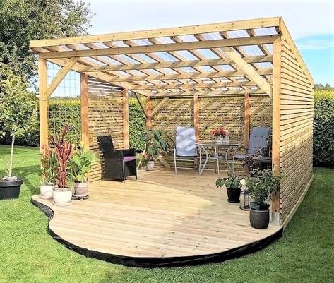 Terrasse Med Tak, Pergola Roof, Shade House, Wooden Gazebo, Backyard Renovations, Gazebo Pergola, Pergola With Roof, Diy Pergola, Pergola Patio