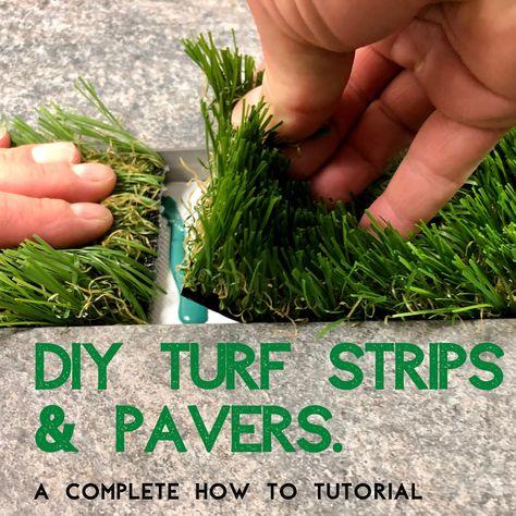 A Complete How To Tutorial Grass Between Pavers Diy, Diy Turf And Pavers Backyard, Diy Pavers And Turf, Artificial Turf And Paver Patio, Arizona Patio Ideas, Cement Backyard, Turf Patio, Artificial Grass Backyard, Turf Backyard