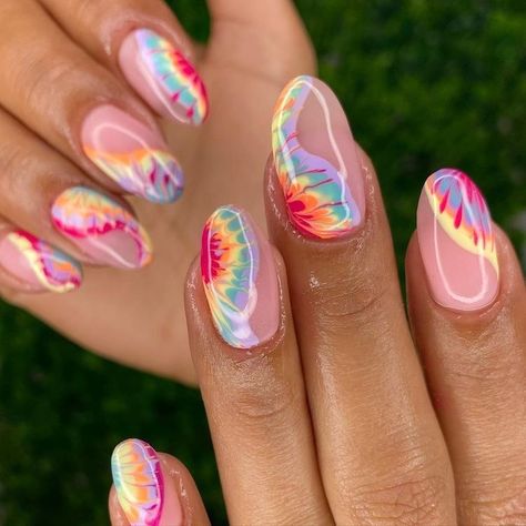 Rainbow Nails Design, Tie Dye Nails, Summery Nails, Cute Gel Nails, Bright Nails, Festival Nails, Get Nails, Rainbow Nails, Nails Gel