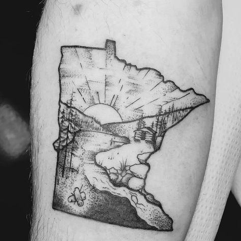 Minnesota Tattoo Ideas, Lake Superior Tattoo, Teeny Tattoos, Mn Tattoo, Minnesota Tattoo, Superior Tattoo, Men Tattoos, Matching Couple Tattoos, Small Tattoo Designs