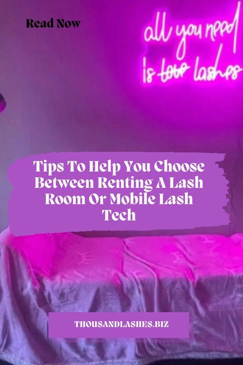 TIPS TO HELP YOU CHOOSE BETWEEN RENTING A LASH ROOM OR MOBILE LASH TECH Every business owner has a few dollars that pinch their pocket when starting a big project. If you're brand new to the world of lash extensions, we can help you make the right choice between a rented lash studio and a mobile lash tech service. Lash Studio, Lash Business, Lash Room, Business From Home, Lash Tech, Big Project, Your Own Business, Lash Artist, Starting Your Own Business