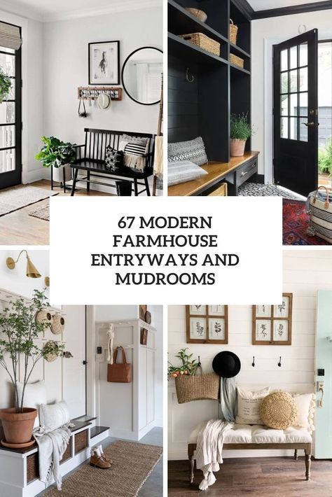 67 Modern Farmhouse Entryways And Mudrooms - Shelterness Modern Farmhouse Entryway Artwork, Farmhouse Modern Entryway, Modern Farmhouse Entrance Hall, Modern Rustic Entryway Ideas, Rustic Modern Entryway, Small Foyer Ideas Entryway Modern, Industrial Farmhouse Entryway, Farmhouse Mudroom Ideas Entryway, Entryway Modern Farmhouse