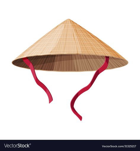 Chinese Hat Drawing, Conical Hat, Bamboo Hat Drawing, Vietnamese Hat Tattoo, Vietnamese Character Design, Vietnam Helmet Art, Vietnamese Headpiece, Chinese Hat, Pressed Flowers Diy