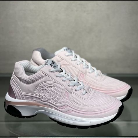 Comes With Everything ! Pink Chanel Sneakers, Chanel Pink Shoes, Chanel Core, Chanel Sneakers Outfit, Chanel Shoes Outfit, Best Shoes For Women, Sneaker Plug, Dressing Shoes, Channel Shoes