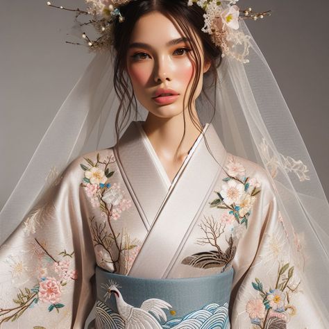 Bridal Kimonos: A Fusion of Tradition and Modern Romance Japanese Bride Traditional, Japanese Wedding Dress Kimonos, Japanese Wedding Dress Modern, Kyoto Wedding, Spanish Library, Wedding Dress Kimono, Kimono Wedding Dress, Traditional Japanese Wedding, Kimono Bride