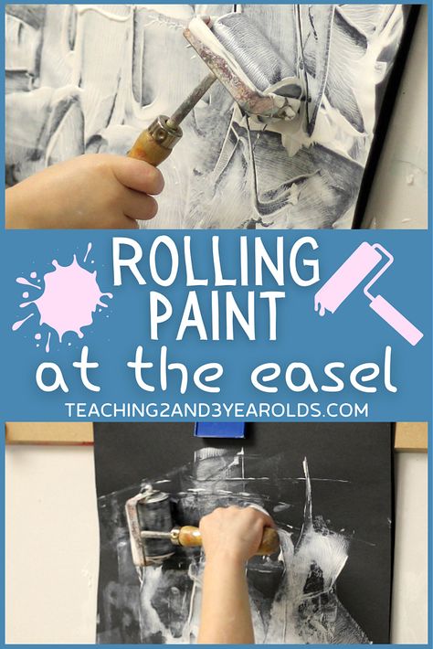 This toddler easel activity builds fine motor skills while paint is rolled up and down the vertical surface. Easy and fun! #toddler #easel #paint #art #finemotor #teaching2and3yearolds Easel Art Ideas Preschool, Easel Activities For Toddlers, Easel Activities For Preschool, Ece Provocations, Valentines Toddler Activities, Toddler Easel, Easel Ideas, Preschool Classroom Layout, Toddler Fine Motor