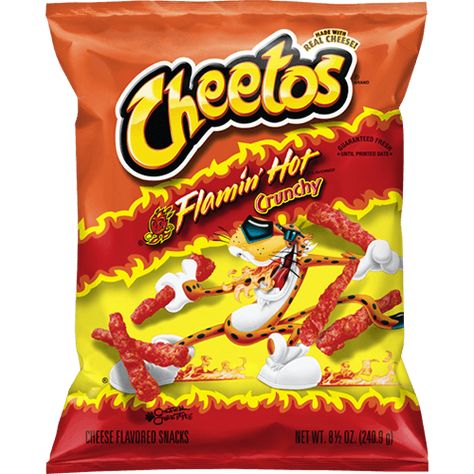 CHEETOS® Crunchy FLAMIN’ HOT® Cheese Flavored Snacks | Cheetos Spicy Cheetos, Cheetos Flavors, Cheetos Cheese, Bag Of Cheetos, Cheetos Crunchy, Hot Snacks, Chip Packaging, Cheesy Snack, Cheese Packaging