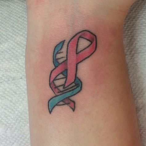 This is a tattoo from another BRCA sister. I absolutely love it!! Brca1 Positive, Gene Tattoo, Awareness Tattoos, Pink Ribbon Tattoos, Charity Ideas, Gene Mutation, Mastectomy Tattoo, 2 Tattoo, Awareness Tattoo