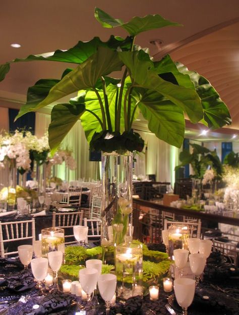 Tropical Wedding Decor, Greenery Wedding Decor, Tropical Home Decor, Tall Vase, Flower Centerpieces Wedding, Tropical Theme, Deco Floral, White Orchids, Tropical Decor