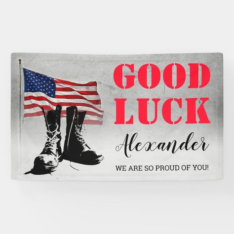 Military Going Away Party Banner Military Send Off Party Ideas, Navy Bootcamp, Deployment Party, Senior Party, Army Wedding, Army Crafts, Deployment Homecoming, Military Party, Navy Party