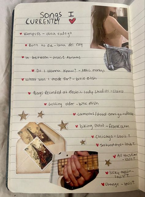 Pinterest Journal Ideas, Self Love Journal Aesthetic, Outfits To The Movies, Journal Ideas For 2024, Random Journal Pages, Journal Aesthetic Pages, My Favs Journal, Diary Inspo Aesthetic, Comfort Characters Journal