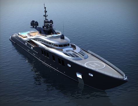 Concept Yacht, Futuristic Yacht Concept, Black Yatch Boat Luxury, Luxury Fishing Boat, Big Yachts, Small Yachts, Db9 Yacht, Private Yacht, 4 Wheeler