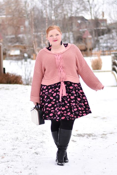 How to Wear a Cropped Sweater Over the Top of a Dress: an easy way to remix your dresses for winter. Featuring Free People's Maybe Baby Sweater. #winterstyle #winterfashion #winteroutfit #freepeople #leota #leotainthewild #leotanewyork #fpgirls #plussizefashion #plussizeclothing #plussizestyle Sweater Over Dress Outfit Winter, Cropped Sweater Over Dress, Sweater Over Dress Outfit, Pastel Winter Outfit, Sweater Over Dress, Vday Outfit, With Wonder And Whimsy, Wonder And Whimsy, Cropped Pink