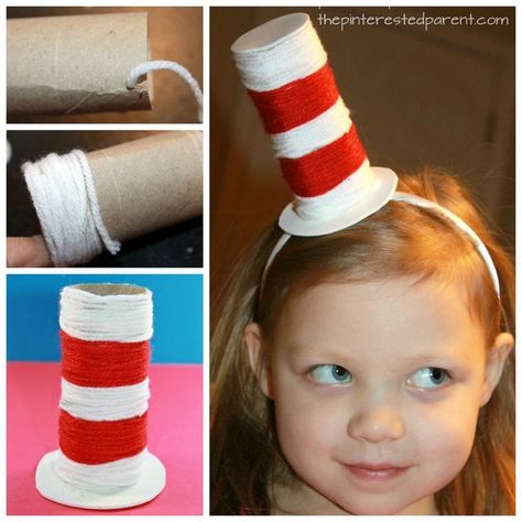 15 Dr. Seuss Crafts for Kids Dr Seuss Book Activities, Dr Suess Hats, Dr Seuss Diy Costumes, Dr Seuss Costumes, Recycle Cardboard, Dr Seuss Party Ideas, Dr Seuss Hat, Dr Seuss Crafts, Seuss Crafts