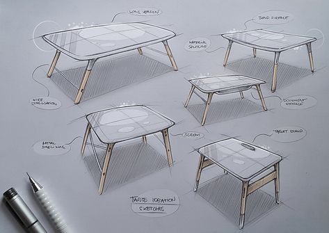 Sketches 2017 (Part 1) on Behance Product Sketching, Table Sketch, Furniture Sketch, Design Sketching, Furniture Design Sketches, Diy Barbie Furniture, Point Perspective, Industrial Design Sketch, Barbie Furniture