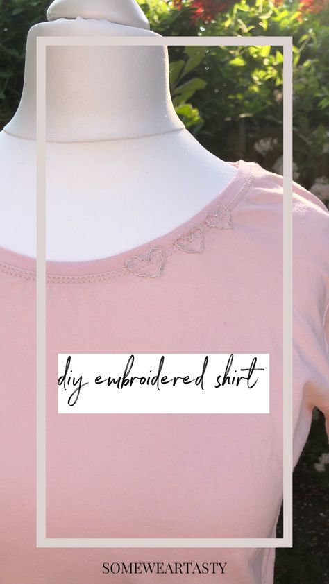 diy embroidered shirt Diy Embroidered Shirt, Embroidered Shirts, Embroidery Diy, Plain Tops, Basic Shirts, Embroidered Shirt, Sewing Tutorials, Sewing Machine, Design Inspiration