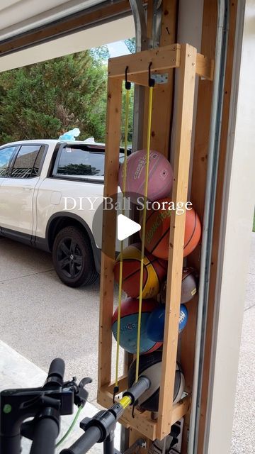 Alyssa Lee on Instagram: "EASY DIY storage ⚽️🏀🏈🏐  Fits a tons and the best thing we ever did for our garage to date!   #diyprojects #diydecor #diystorage #garagestorage #garagegoals #storagesolutions" Garage Storage Shovels And Rakes, Garage Mower Storage, Lawn Tool Storage, Garage Inspiration, Garage Storage Plans, Organized Garage, Garage Wall Storage, Garage Organizer, Garage Storage Inspiration