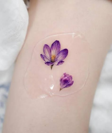 Crocus Tattoo, Flower Tattoos Meanings, Bird Of Paradise Tattoo, Plumeria Tattoo, Water Lily Tattoos, Lilac Tattoo, Saffron Crocus, Daffodil Tattoo, Iris Tattoo