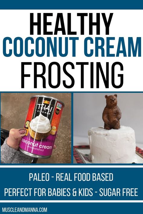 This delicious and easy coconut cream frosting is made of just 2 basic ingredients! It's perfect to top on any clean eating cake and makes a great healthy smash cake frosting. Dairy free, sugar free, paleo, and toddler and kid approved! (But just because it's perfect for a first birthday cake, don't let it fool you - adults will love it, too!) #coconutcream #healthyfrosting #smashcake #paleo Smash Cake Frosting, Frosting Alternative, Low Sugar Frosting, Frosting Dairy Free, Clean Eating Cake, Coconut Milk Frosting, Paleo Frosting, Greek Yogurt Frosting, Healthy Smash Cake