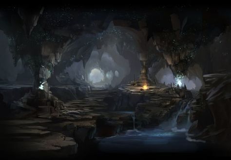 Listen online to the sound mix called: Kobold Lair. Underdark Art, Cave City, Asian Architecture, Location Inspiration, My Fantasy World, Landscape Concept, Level Design, The Cave, Dnd Art