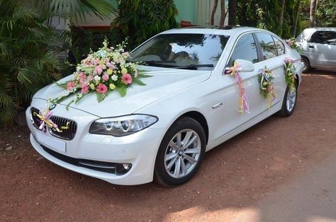 Nikkah Pen, Car Decoration Ideas, Wedding Car Deco, Wedding Getaway Car, White Bmw, Small Bridal Bouquets, Wedding Bedroom, Bridal Car, Wedding Car Hire