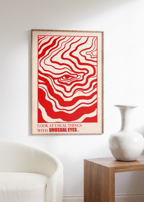 70s Wall Art, Psychedelic Art, Retro Poster, Y2K Poster, Trendy Wall Art, Trippy Art, Retro Wall Art, Gradient Poster, Red Art Print by artevinadesign on Etsy Wall Art Trippy, Y2k Poster, Composters, 70s Wall Art, Spiritual Poster, Etsy Poster, Trippy Wall Art, Gradient Poster, Red Poster