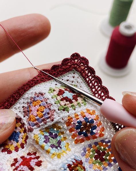 What are you working on this weekend? My plan is to finish up this tiny blanket and hopefully start on another custom project. Fingers crossed for some productive crafting time! Thread: cotton sewing thread Hook: 0.4 mm #crochet #grannysquareblanket #grannysquares #dollhouseminiatures Crochet Thread Granny Square, Micro Crochet Blanket, 100 Days Of Mini Amigurumi, Embroidery Floss Granny Square, Miniature Crochet Blanket Free Pattern, Miniature Knitting, Granny Square Blanket, Crossed Fingers, Sewing Thread