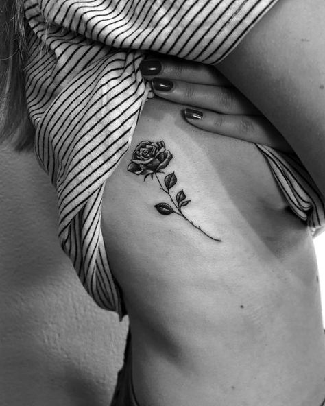 Rose tattoo|#tattoo #handtattoo #tattoos #rosetattoo #tattoorose 711 Rose Tattoo Waist, Rose Tattoo On Side Ribs, Rose Tattoo Ribcage, Rose Tattoo Rib Cage, Rose Tattoo Side Rib, Rose Stem Tattoo, Rose Rib Tattoos, Rose Tattoo Placement, Rose Tattoo On Side