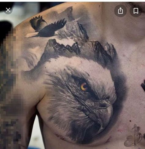 Bird Of Prey Tattoo, Eagle Chest Tattoo, Eagle Head Tattoo, Bald Eagle Tattoos, Mens Body Tattoos, Tattoo Colour, Polish Tattoos, Big Cat Tattoo, Wolf Tattoos Men