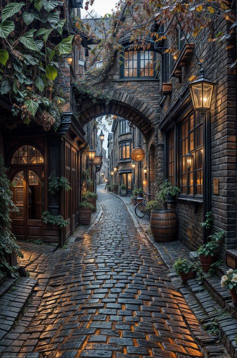 Fairytale Town Aesthetic, Midevil Town Aesthetic, Fantasy Street, Medival Towns Cities, European Cobblestone Streets, Cobblestone Road, Cobbled Streets Old Town, Beautiful Streets, Beautiful Places Nature