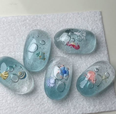 Aquarium Nails, Fish Nails, Ocean Starfish, Summer Outfits Black, Outfits Curvy, Diy Acrylic Nails, Really Cute Nails, Outfits Y2k, Y2k Summer