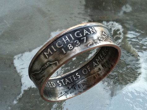 Michigan State Quarter size 7 Ready to ship by customcoinrings Miss Michigan, Quarter Ring, Detroit Rock City, Michigan Girl, State Quarters, State Of Michigan, Coin Ring, Go Blue, Traverse City