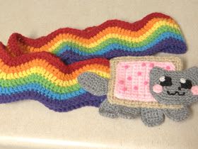 Nyan Nyan, Cat Crochet, Cat Scarf, Nyan Cat, Crochet Blog, Scarf Crochet Pattern, Crochet Cat, Free Crochet Patterns, Crochet Scarves