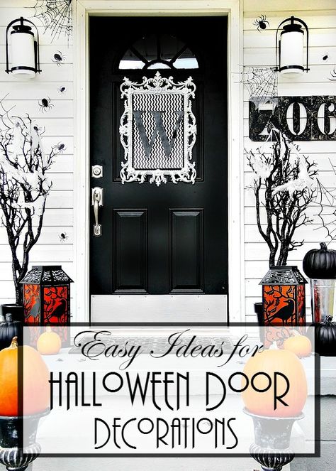 easy ideas for Halloween door decorations Halloween Front Door Decor, Diy Halloween Door Decorations, Halloween Diy Door, Halloween Front Door, Elegant Halloween Decor, Halloween Decor Diy, Halloween Mantel, Entry Ways, Halloween Porch Decorations