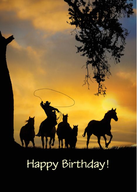 Happy Birthday Cowboy and Horses Round Up Custom Text card Happy Birthday Cowboy, Country Birthday, Horse Cards, Horse Birthday, Cowboy Birthday, Happy Birthday Messages, Visiting Cards, Birthday Messages, Western Art