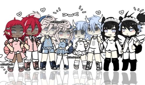 Gacha Adoptables, Gacha Life Oc Outfits, Gacha Life Ideas, Gacha Life Outfit Ideas, 가족 일러스트, Gacha Base Poses Cute, Free Ocs, Hello Kitty Videos, Adorable Homes Game