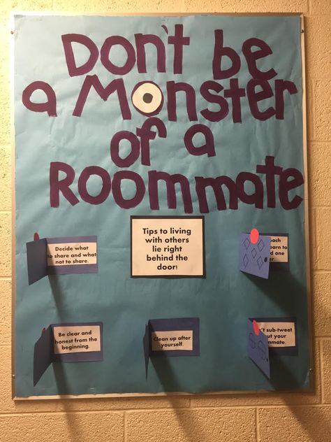 Residents always need tips on how to be a good roommate! This would go along great with a disney theme! Roommate Tips, Resident Assistant Door Decs, Res Life Bulletin Boards, Ra Bulletins, Ra Boards, Ra Bulletin Boards, Res Life, Resident Assistant, Door Decs