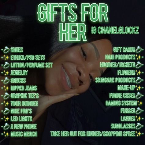 What To Get Her For Her Birthday, 18th Birthday Gift Ideas For Girlfriend, Gifts For Girlfriend Birthday Ideas List, Things To Buy For Girlfriend, Christmas List Black Teenage Girl, Gifts For Stud Girlfriend, Things To Get Ur Bf For His Birthday, Baddie Christmas List, Cute Birthday Gifts For Girlfriend