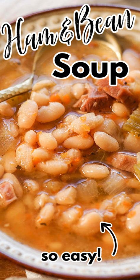 Ham Navy Bean Soup, Easy Navy Bean Soup, Homemade French Onion Soup, Ham Bone Soup, Ham And Bean, Navy Bean Soup, Lamb Stew Recipes, Easter Ham, Bean Soup Recipe