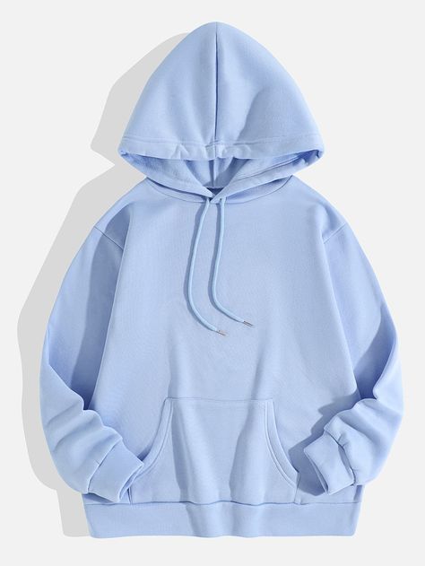 Baby Blue Casual Long Sleeve Polyester Plain Pullovers Slight Stretch Fall/Winter Women Sweatshirts Drop Shoulder Hoodie, Thermal Hoodie, Womens Thermal, Rose Bonbon, Lined Hoodie, Winter Hoodies, Formal Dresses For Women, Drawstring Hoodie, Inspiration Mode