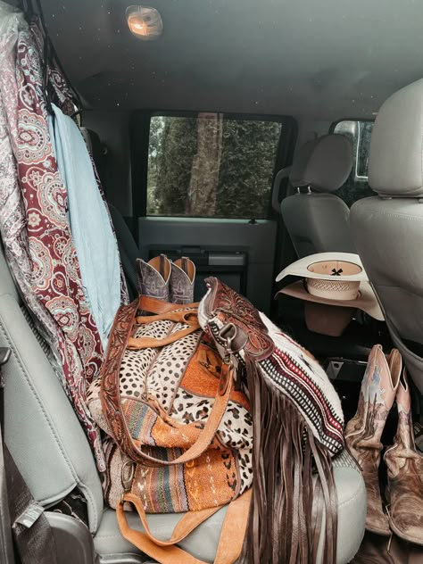 Western Car Aesthetic, Western Truck Interior, Punchy Aesthetic, Rodeo Wife, Rodeo Aesthetic, Leather Fringe Handbag, Cowboy Photography, Western Car