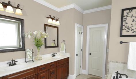 What’s one of the top-recommended colors for staging and selling any house? It’s perennial favorite, Accessible Beige, by Sherwin Williams.  Desc... | Bathroom Wall Colors, Best Wall Colors, Green Grey Paint, Paint For Kitchen Walls, Best White Paint, Beige Paint, Kitchen Wall Colors, Bathroom Paint Colors, Green Paint Colors