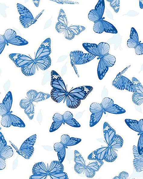 Insect Motif Design, Butterfly Pattern Fabric, Blue Butterfly Design, Chinoiserie Garden, Blue Bg, Butterfly Patterns, Blue Butterfly Wallpaper, Pastel Butterflies, Graphic Design Images