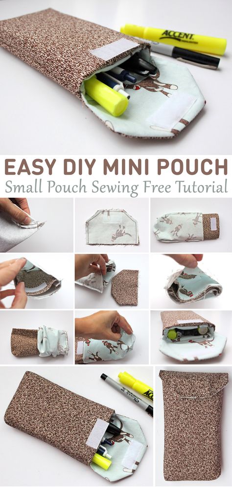 Easy DIY Mini Pouch Tutorial Sunglasses Pouch Diy, Diy Pocket Protector, Pencil Pouch Diy, Pencil Case Sewing, Creative Stitching, Diy Pocket, Pocket Protector, Book Pouch, Pouch Diy