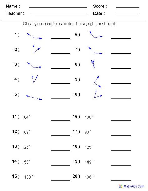 Angle & Protractor Worksheets: Geometry Angles, Angles Math, Geometry Vocabulary, Angles Worksheet, Geometry Lessons, Teaching Geometry, 4th Grade Math Worksheets, Geometry Worksheets, Time Worksheets