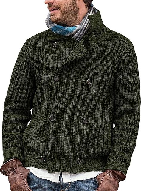 Men Shawl, Shawl Top, Thick Knit Cardigan, Casual Knitwear, Warm Cardigan, Loose Cardigan, Streetwear Clothes, Long Sleeve Knitted Cardigan, Sports Trousers