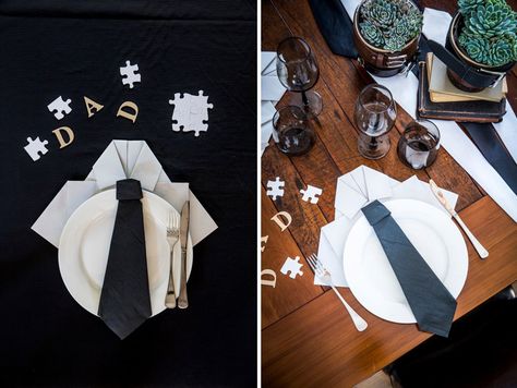 Creative Table Setting for Father's Day Creative Table, Creative Tables, Church Stage, Table Setting, Christmas Tree Skirt, Free Printables, Fathers Day, Father's Day, Table Settings