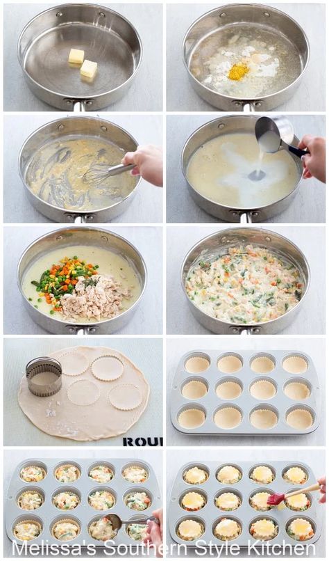 Pillsbury Mini Chicken Pot Pies, Homemade Mini Chicken Pot Pie, Chicken Pot Pie Minis, Mini Chicken Pot Pies Muffin Tins, Muffin Pan Pot Pie, Mini Pot Pie Recipe, Individual Pot Pie Recipe, Chicken Pot Pie Mini Muffin Tins, Single Chicken Pot Pie