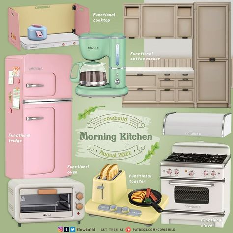 Custom content for The Sims 4, The Sims 4 CC Morning Kitchen, Lotes The Sims 4, Minimalist Bloxburg, Fall Bloxburg, Sims 4 Kitchen, Mod Furniture, Sims Packs, The Sims 4 Pc, Sims 4 Bedroom