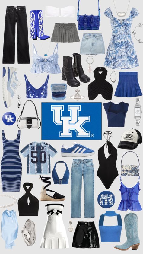 #universityofkentucky #gameday #outfitinspo College Gameday Outfits, Blue College, Big Blue Nation, College Game Days, Tailgate Outfit, Uk Football, College Fits, University Of Kentucky, Gameday Outfit